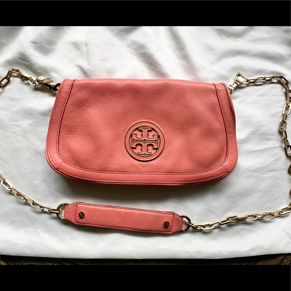 Tory Burch Coral Pebbled Leather Crossbody